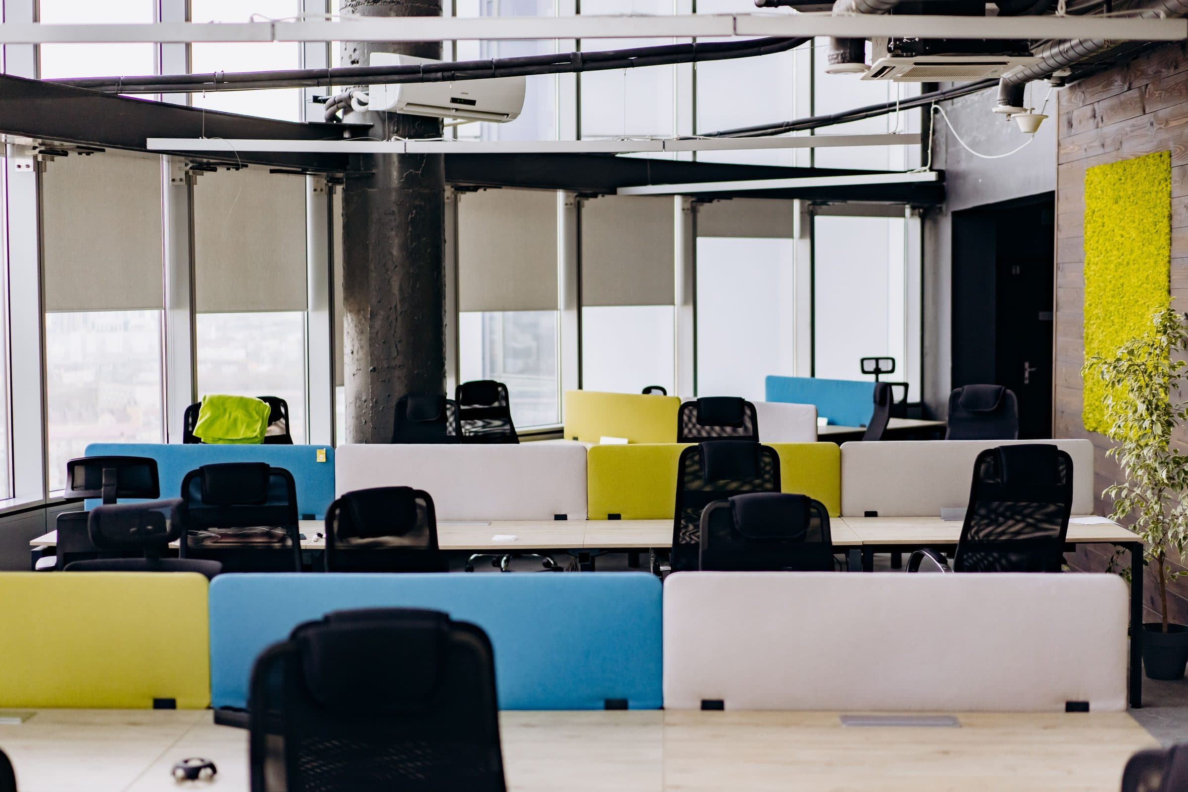 A private office floor in a converted industrial building